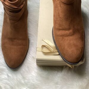 BAMBOO Tan Faux Leather Ankle Boots